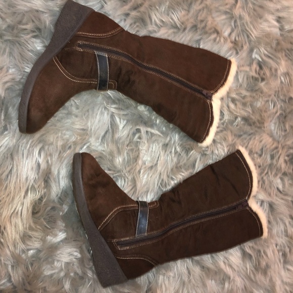 Nine West Brown Boots With Faux Fur - Picture 2 of 4